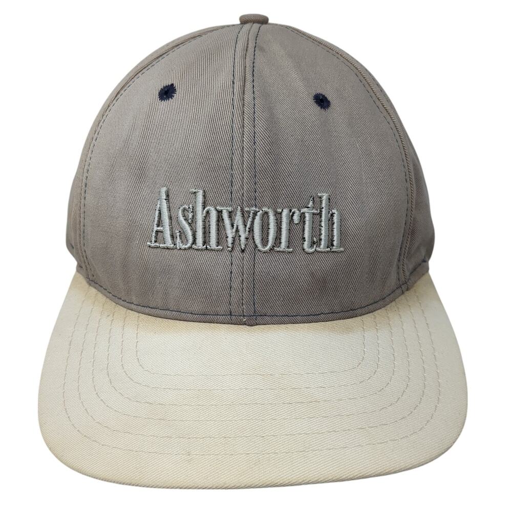 Ashworth Strapback Hat Blue One Size Embroidered Colorblock 6 Panel